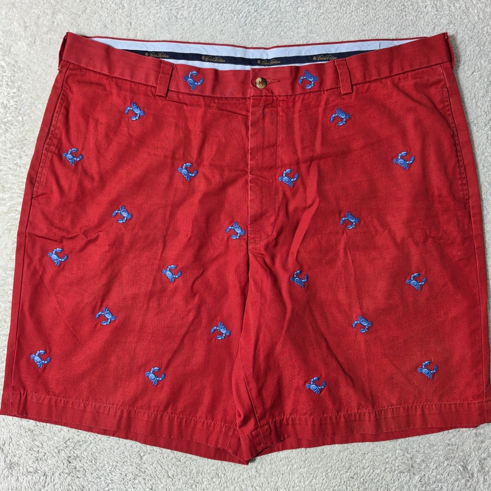 Brooks Brothers Shorts Mens‎ 42/9 Red Blue Crab Embroidered Chino Cotton